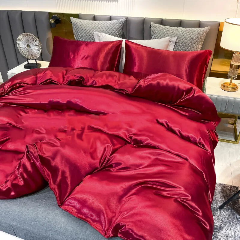 Satijnen Dekbedovertrek met Kussenslopen – Luxe Drie-Delige Set