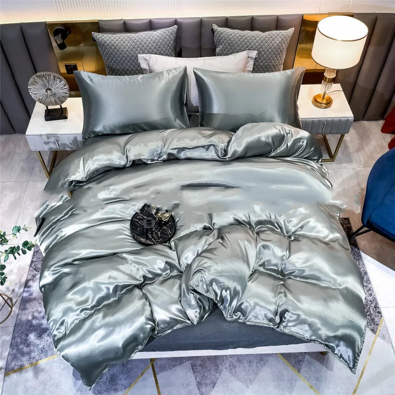 Satijnen Dekbedovertrek met Kussenslopen – Luxe Drie-Delige Set