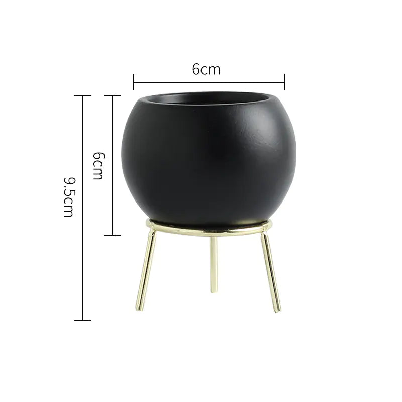 Nordic Iron Succulent Planter Set with Ceramic Pots