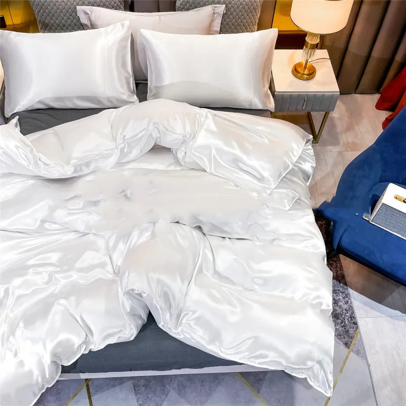 Satijnen Dekbedovertrek met Kussenslopen – Luxe Drie-Delige Set